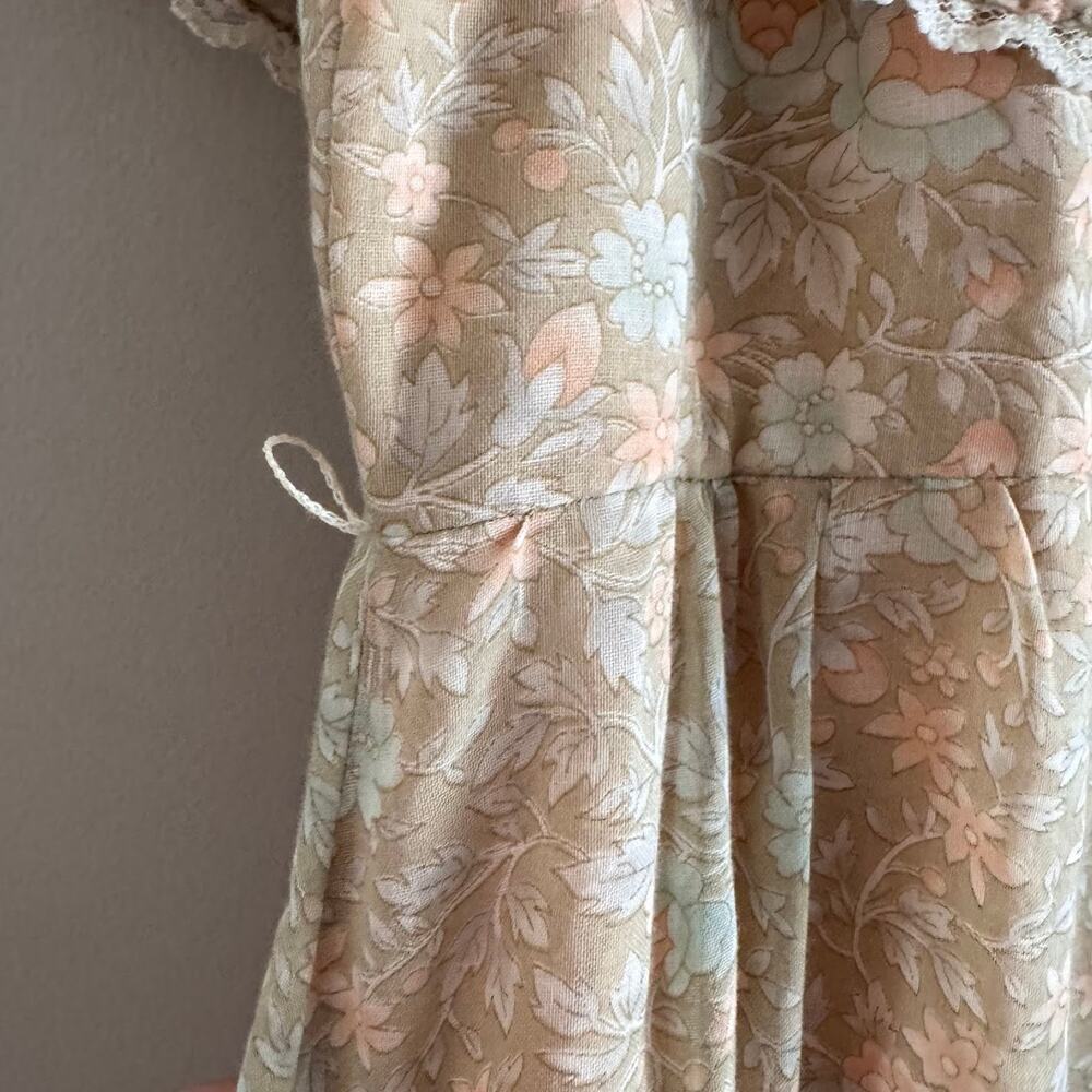 Vintage Candi Jones California Floral Lace Trim Maxi Dress Cottagecore Prairie - Picture 6 of 9
